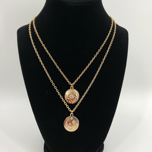 Sale! Moon and stars rhinestone layered necklace - Picture 6 of 6